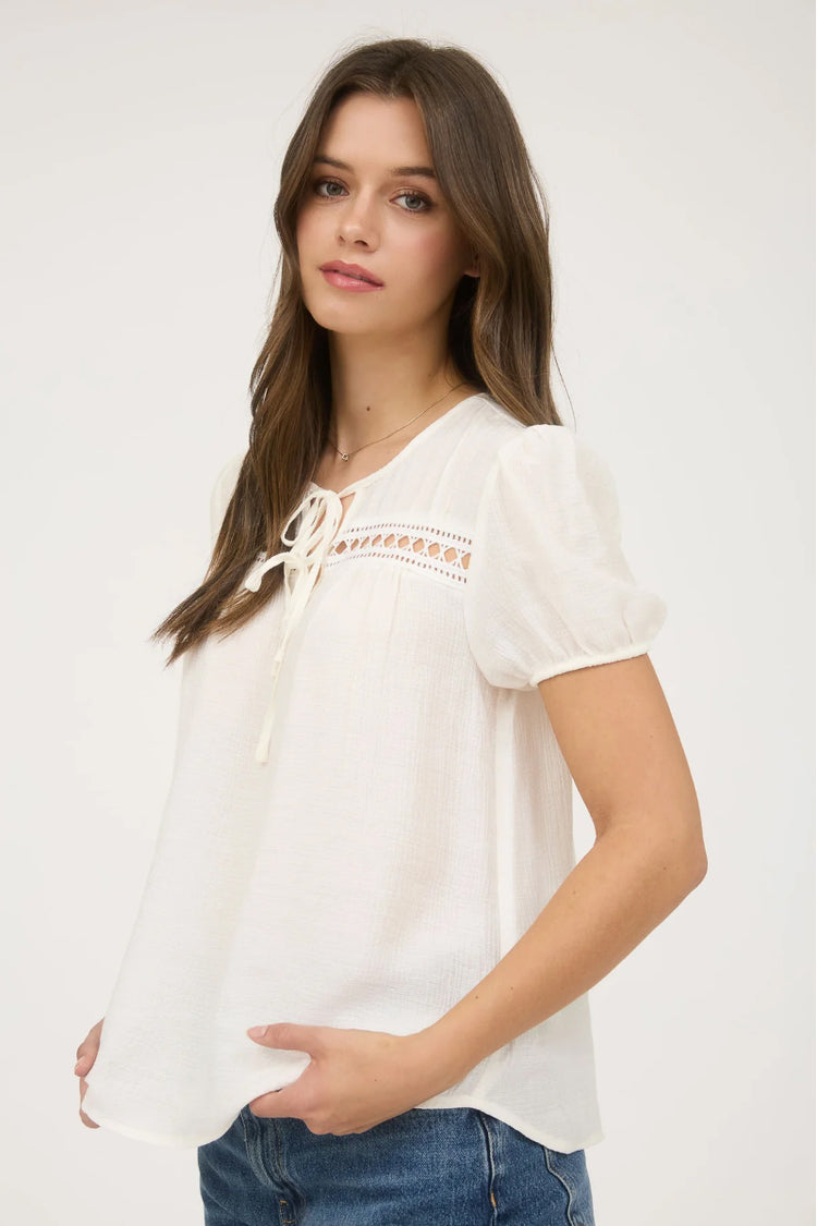 Promise Me Lace Trim Top - CRM