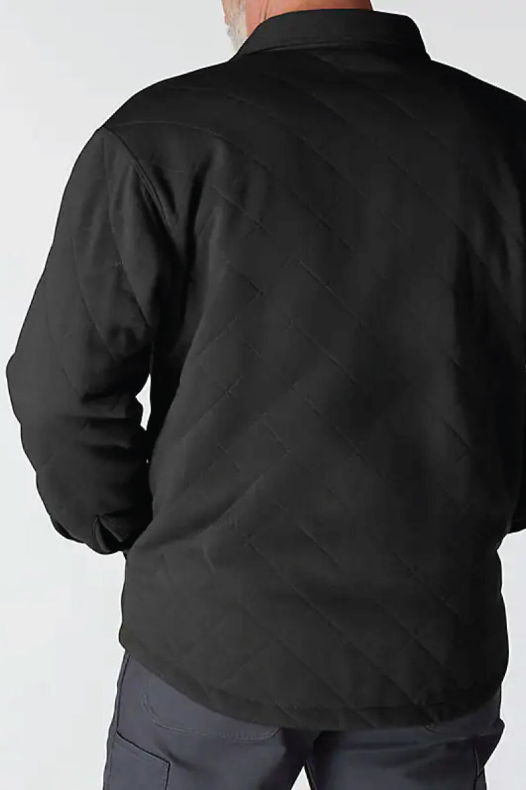 Rain Defender Loose Fit Quilted Snap Jacket - BLK