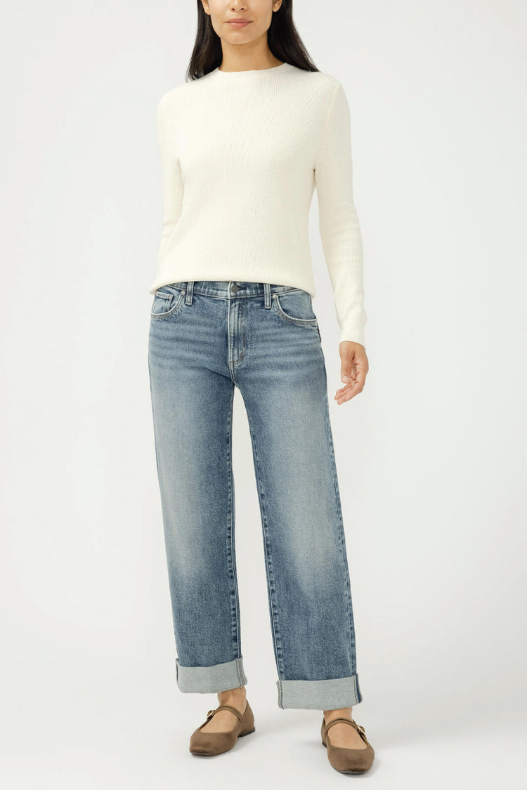 Relaxed Mid Rise Straight Leg Jeans - 28