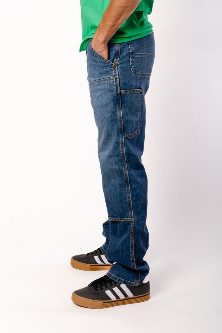 Relaxed Straight Double Denim Pants - 32