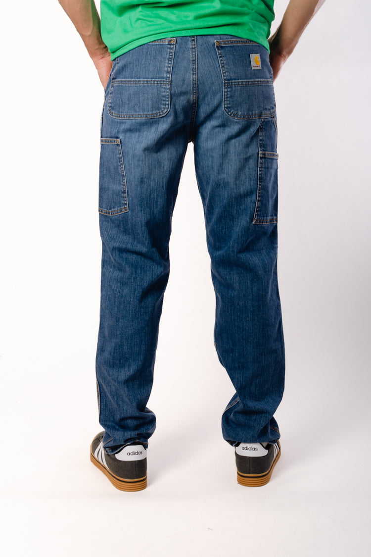 Relaxed Straight Double Denim Pants - 32