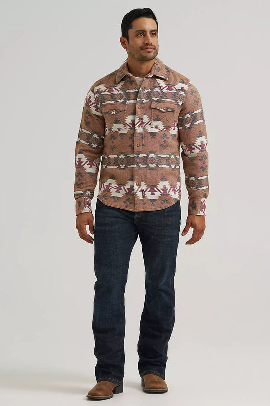 Retro Premium Western Jacquard Shirt - BRN