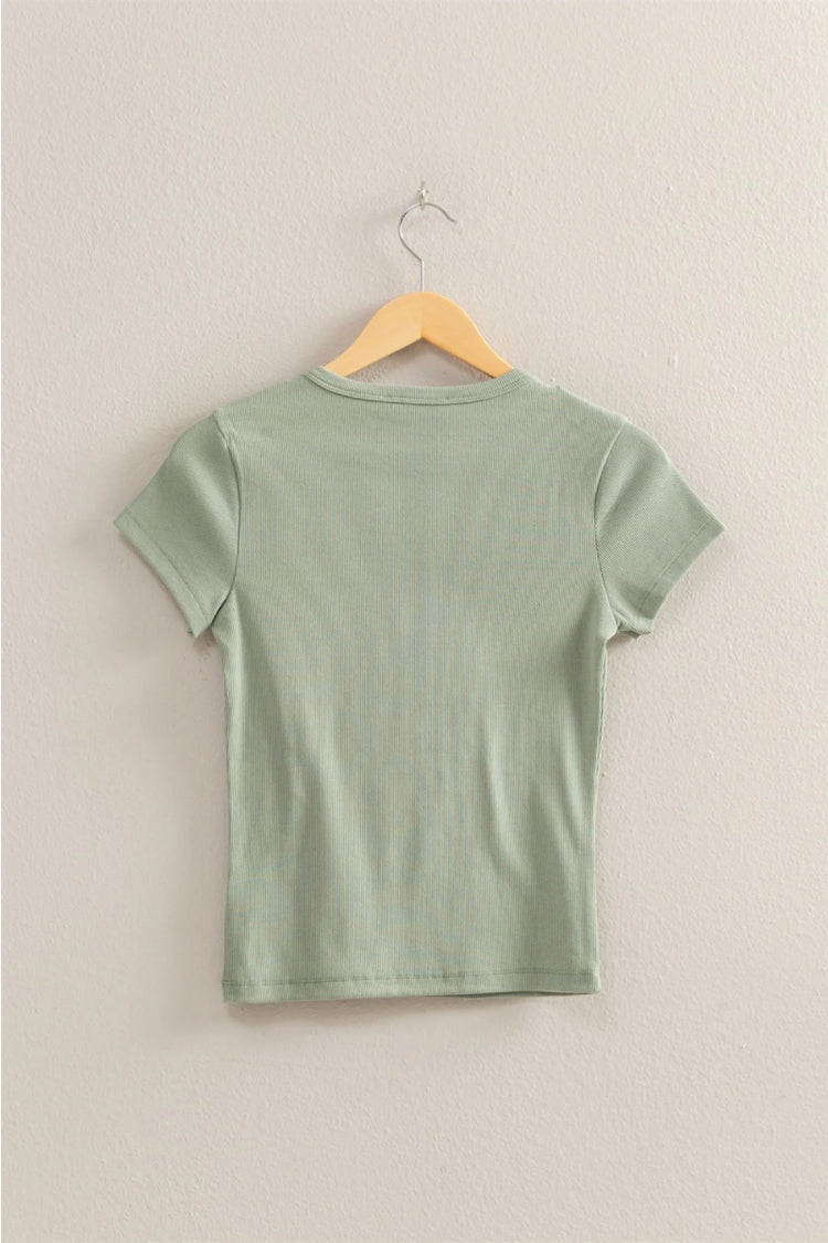 Ribbed Crop Tee - SAG
