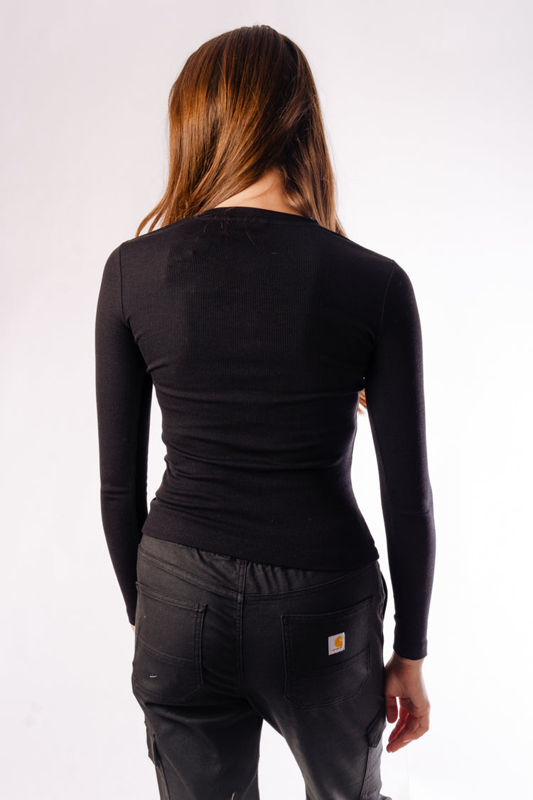 Rip Snap Placket Henley - BLK