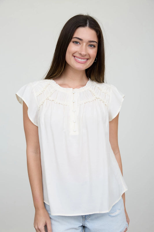 Ruffled Yoke Top - IVR