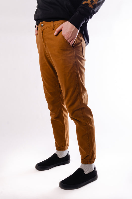Rugged Relaxed Fit Canvas Joggers - Brown