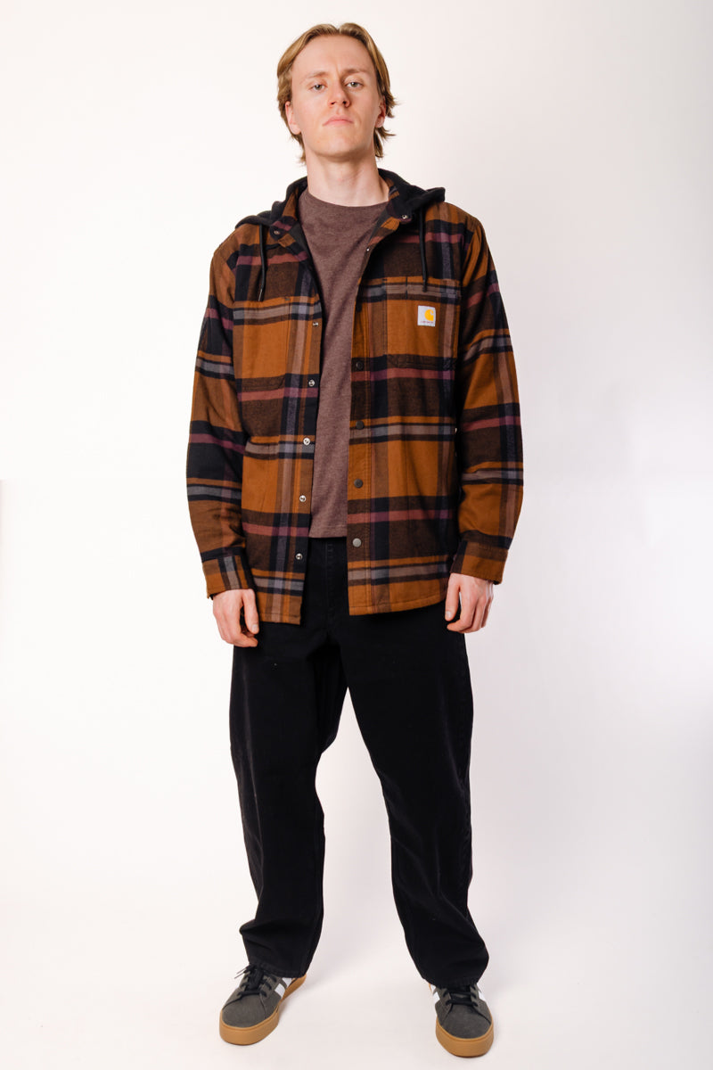 Rugged Relaxed Flannel Hoodie Shacket - BLK