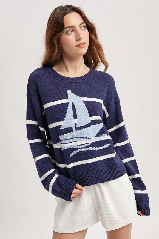 Sailing Seas Sweater - NVY