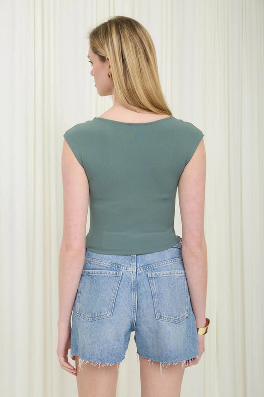 Scoop Neck Crop Top - TEA