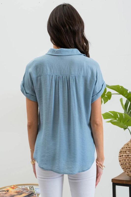 Selesta Short Sleeve Blouse - BLU