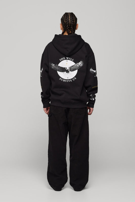 Unisex She Will Outlast Us Zip Hoodie - BLK