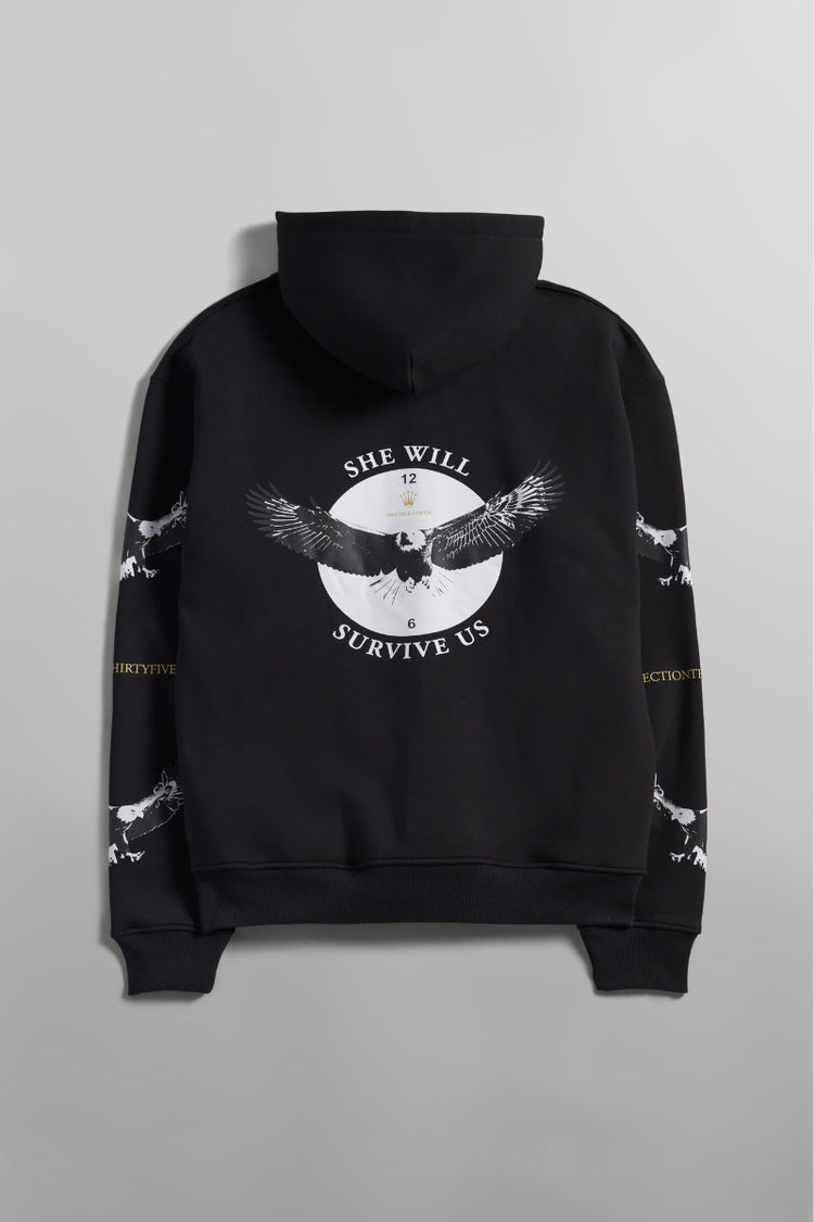 Unisex She Will Outlast Us Zip Hoodie - BLK