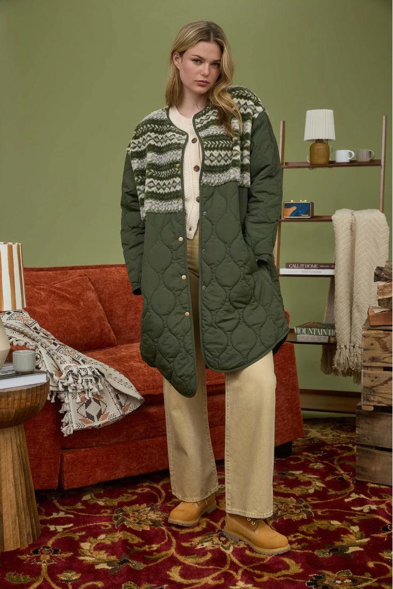 Sherpa Detail Quilted Puffer - OLV