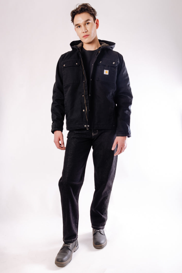 Sherpa Lined Utility Jacket - BLK