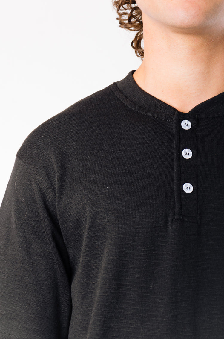 Short Sleeve Henley - BLK