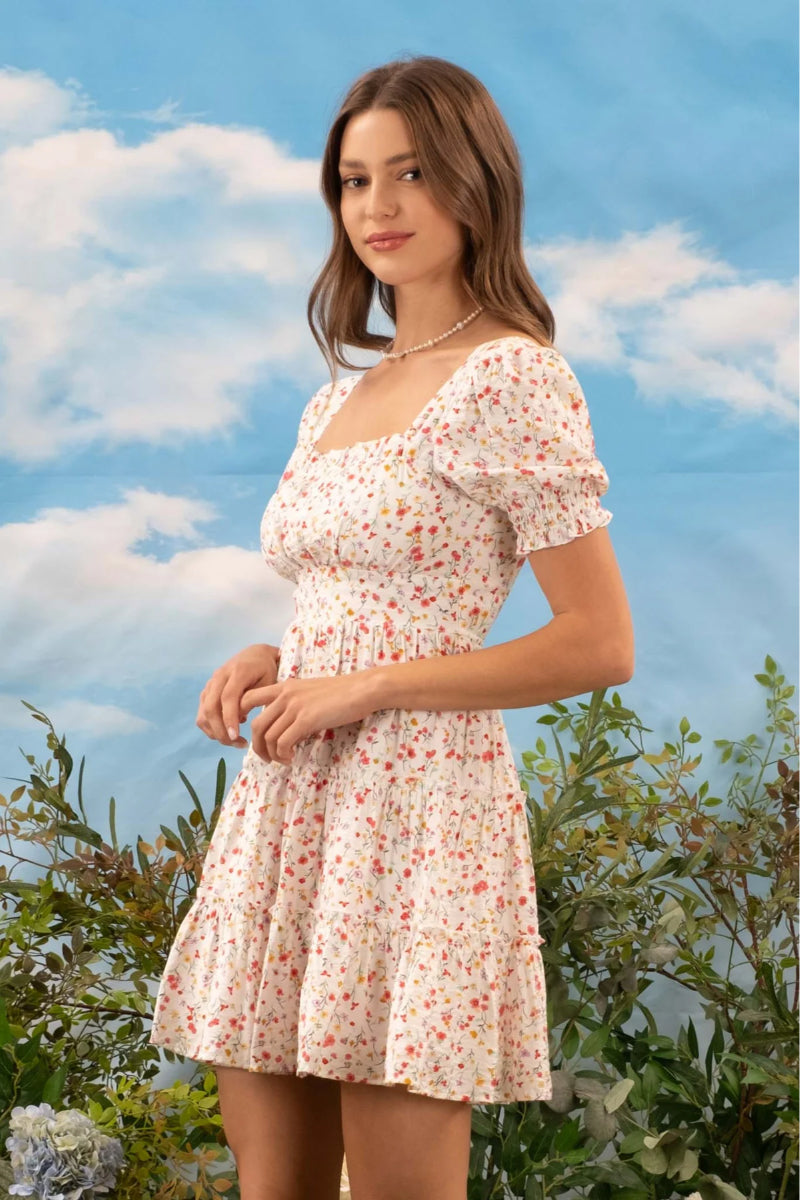 Shortcake Floral Mini Dress - IVR