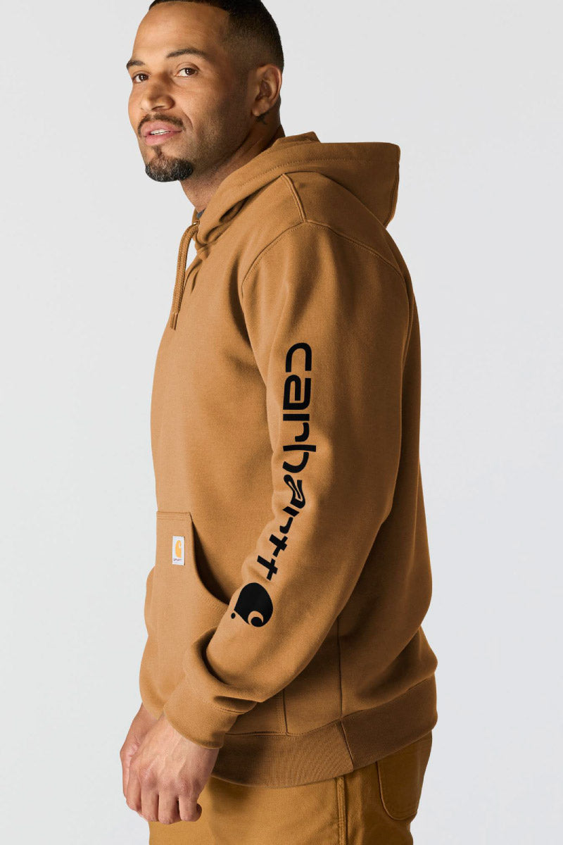 CARHARTT Men's Signature Sleeve Logo Hoodie Below The Belt