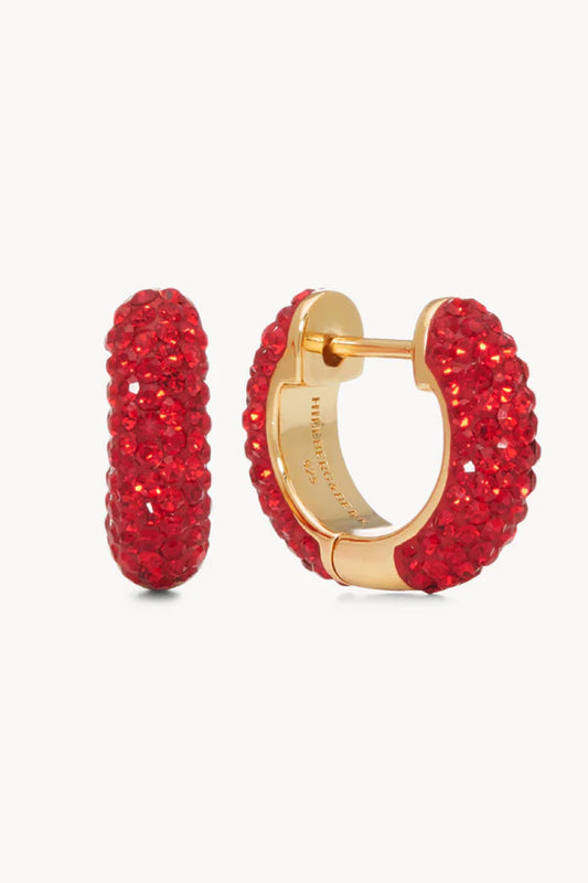 Small Sparkle Hoop Earrings - Red - RED