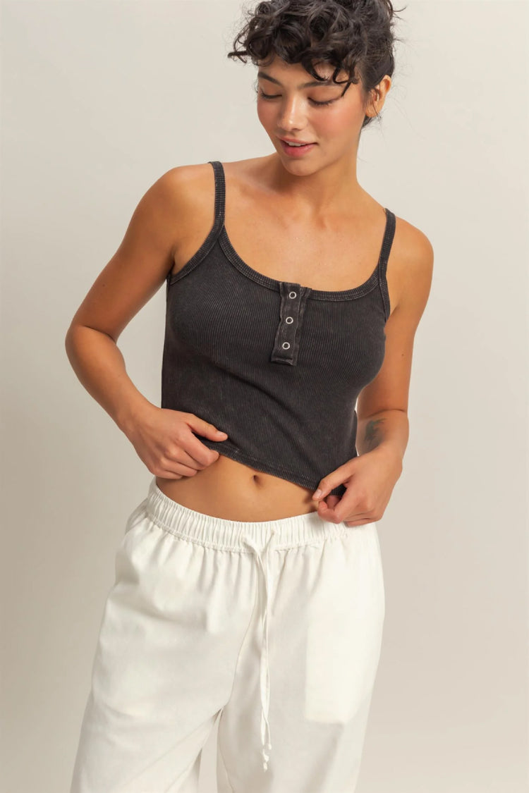 Snap Front Tank Top - BLK