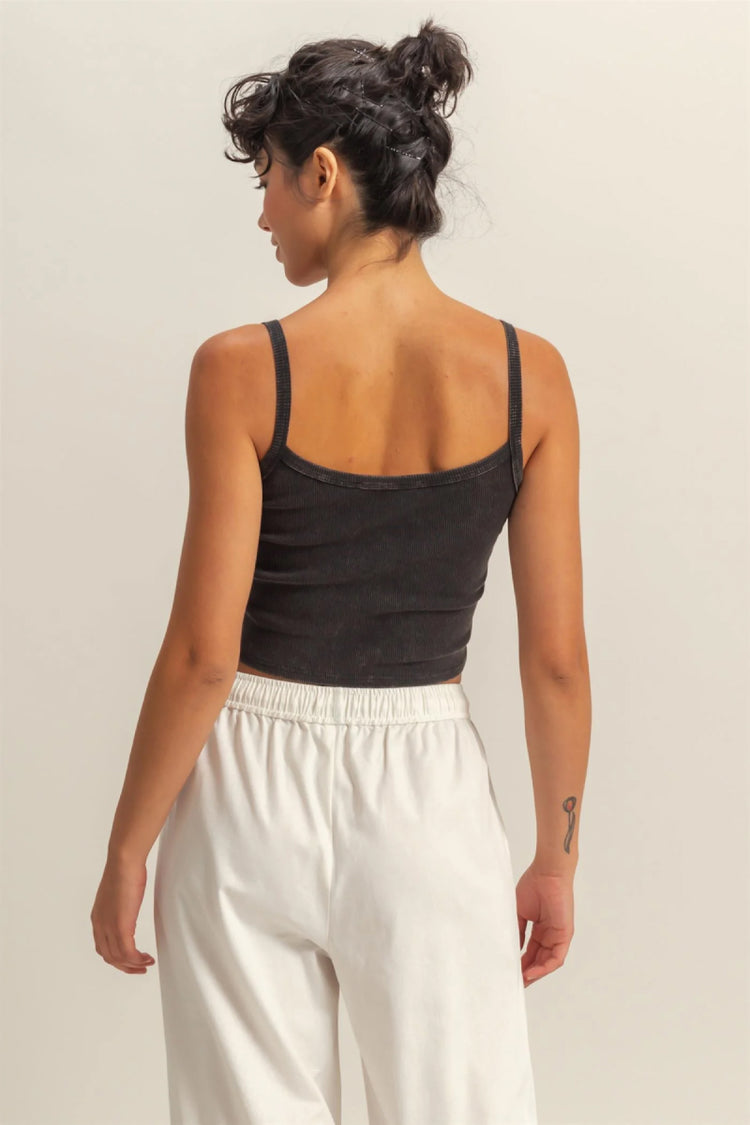 Snap Front Tank Top - BLK