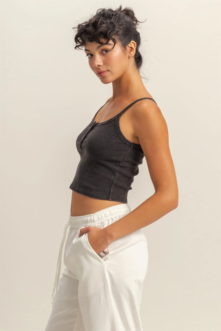 Snap Front Tank Top - BLK