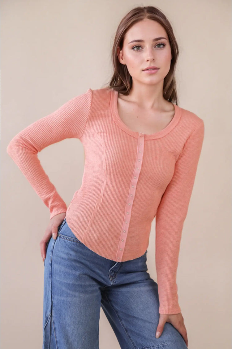 Snap Front Thermal Long Sleeve - PNK
