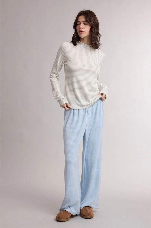 Soft Rib Relaxed Pants - BLU