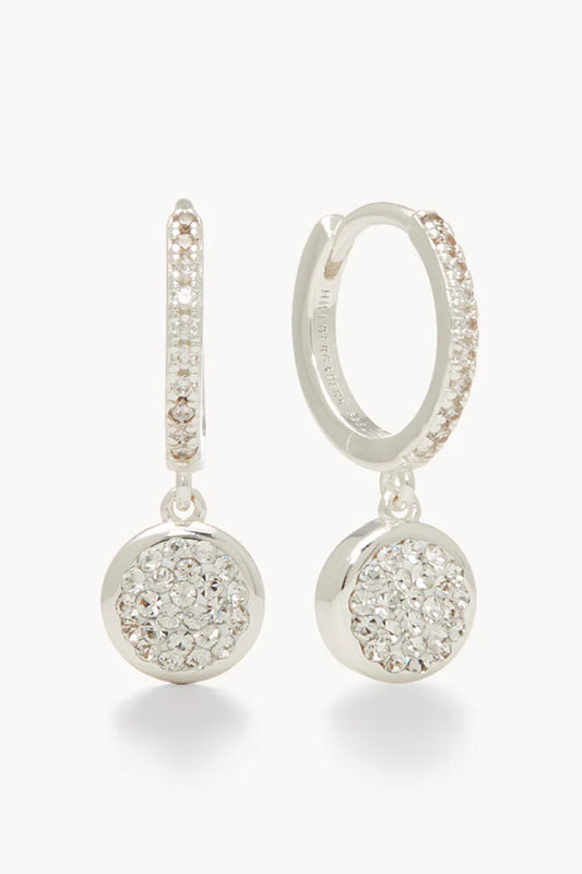 Sparkle Bezel Hoop Earrings - White - WHT