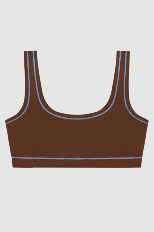 Sporty Bralette - Brown / Sky Blue - BRNB