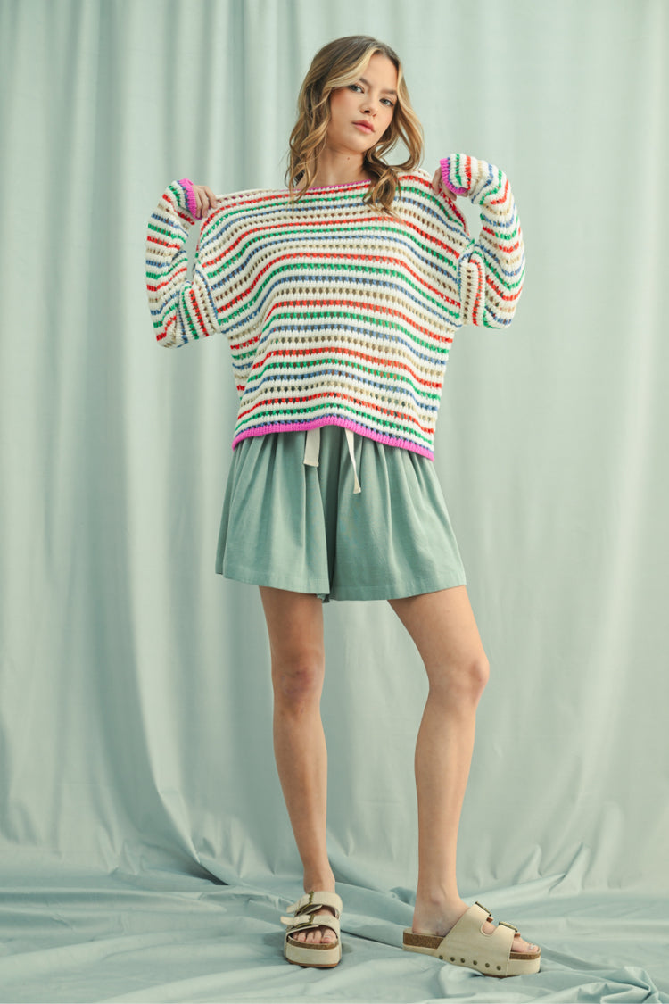 Stripe Crochet Sweater - MAG