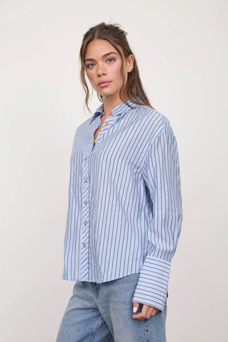 Striped Button Up Shirt - BLU
