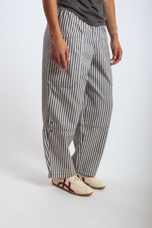 Striped Wide Leg Pants - NVY