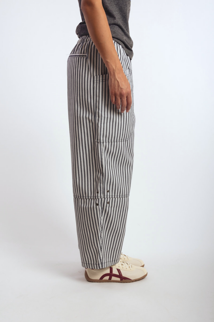 Striped Wide Leg Pants - NVY