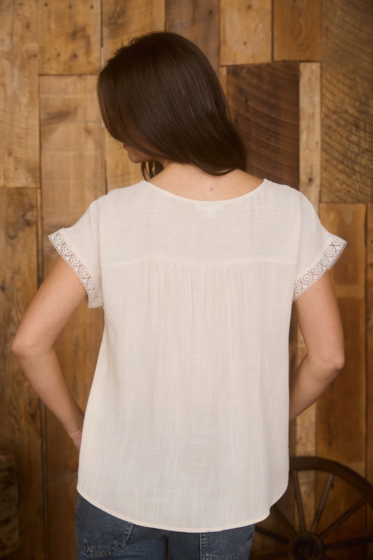Summer Rewind Lace Trim Top - OAT