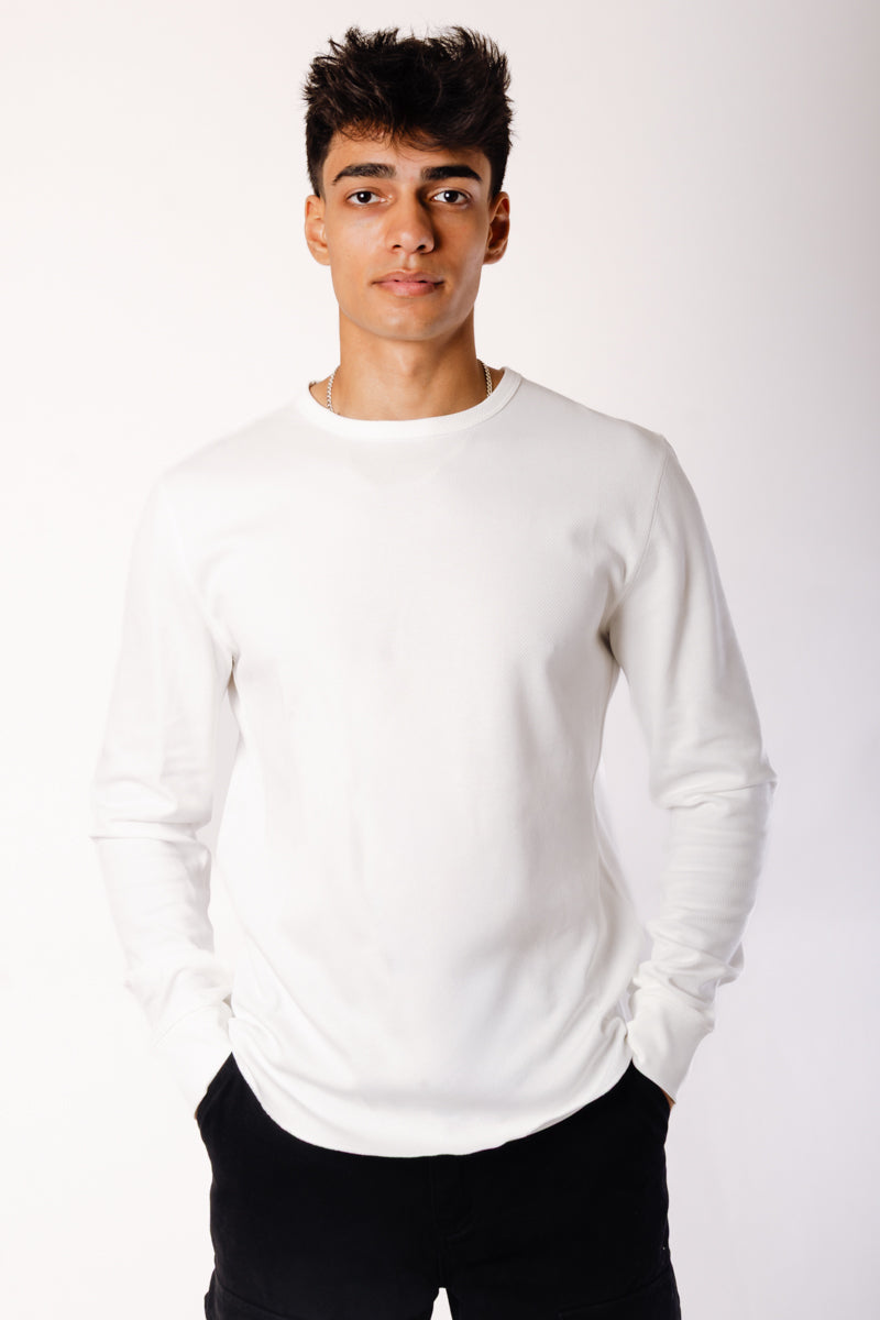Thermal Waffle Hi-Lo Long Sleeve - WHT