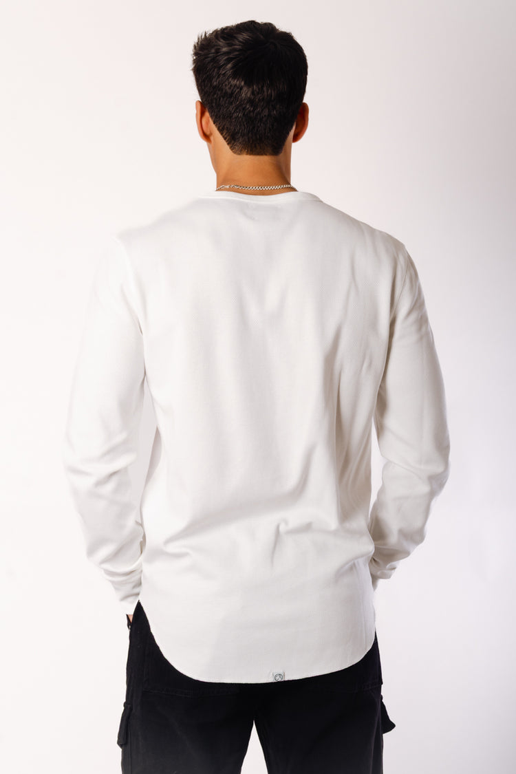 Thermal Waffle Hi-Lo Long Sleeve - WHT