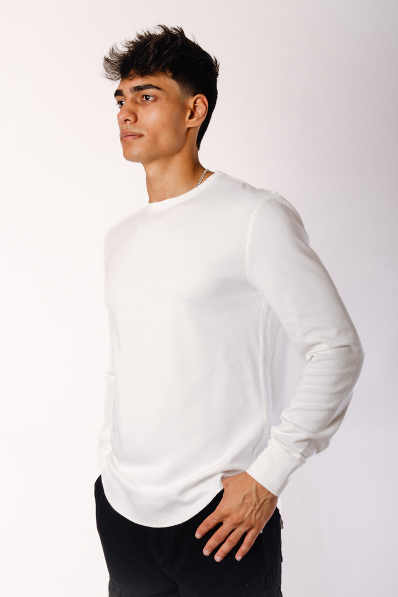 Thermal Waffle Hi-Lo Long Sleeve - WHT
