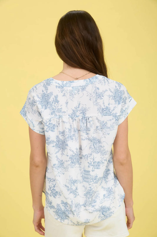 Toile Print Blouse - BLU