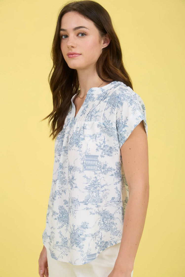 Toile Print Blouse - BLU