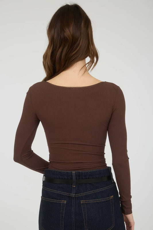 Vanessa Long Sleeve Top - BRN