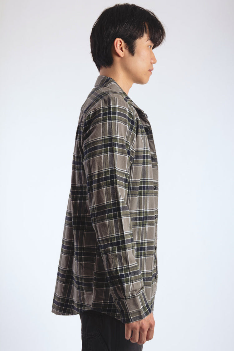 Volcom Caden Plaid Long Sleeve Shirt Pewter - PEW