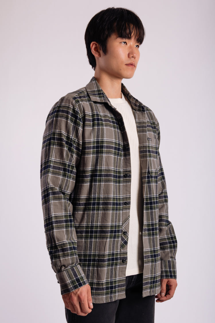Volcom Caden Plaid Long Sleeve Shirt Pewter - PEW