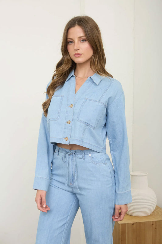Washed Denim Crop Top - DNM
