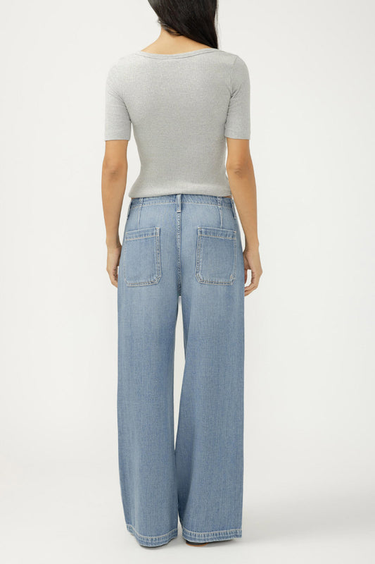 Wide Leg Drawstring Beach Jeans - VEN