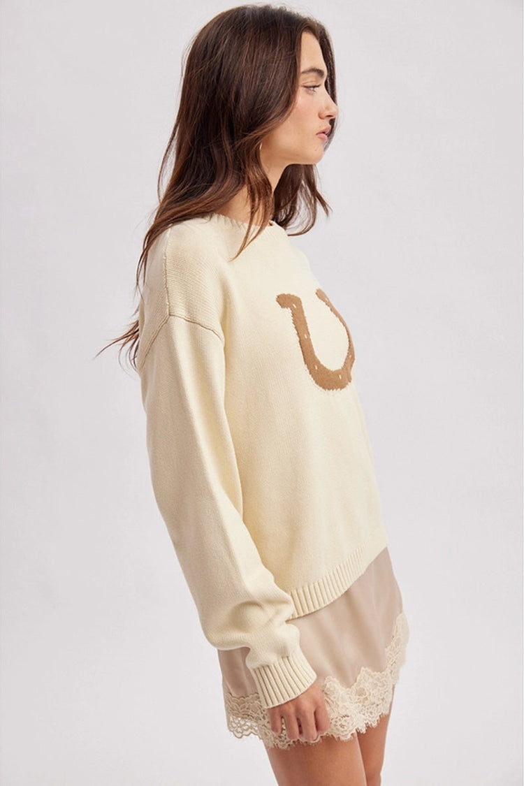 Horseshoe Crew Sweater - CRM