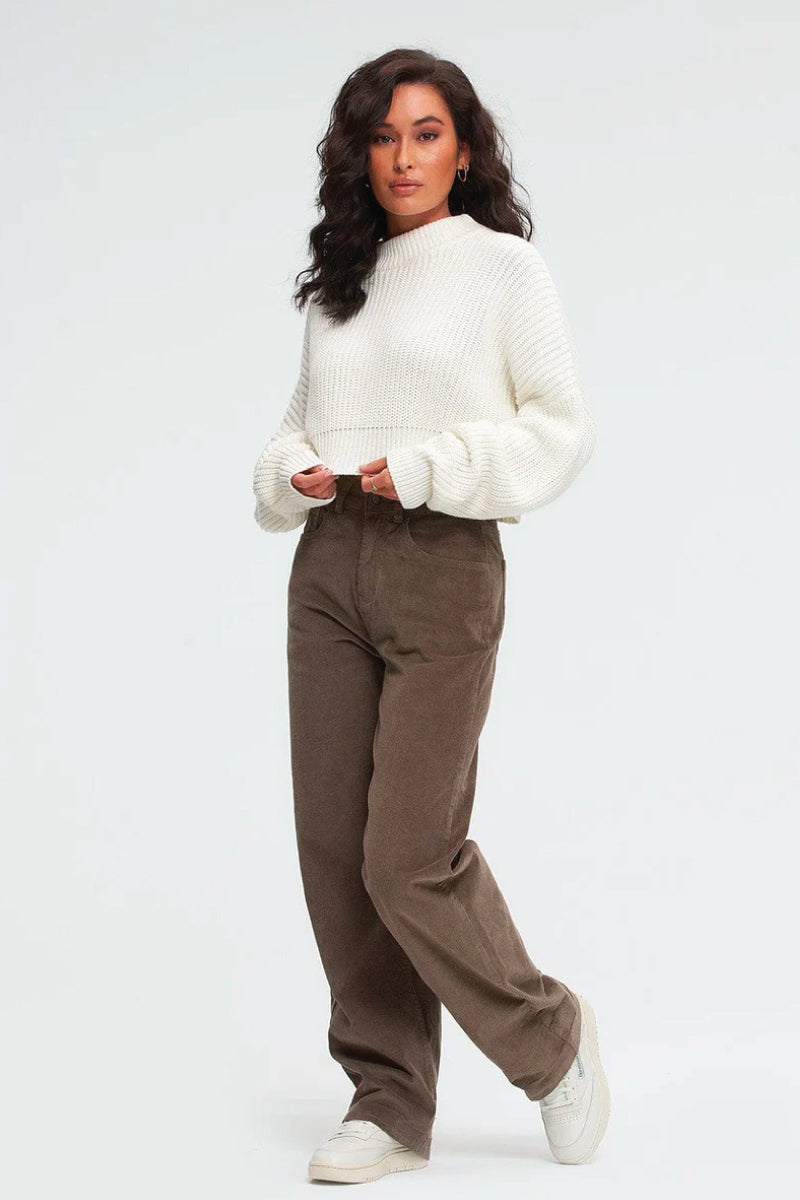 Wide Leg Corduroy Pants for Women Plus Size High Waist Retro