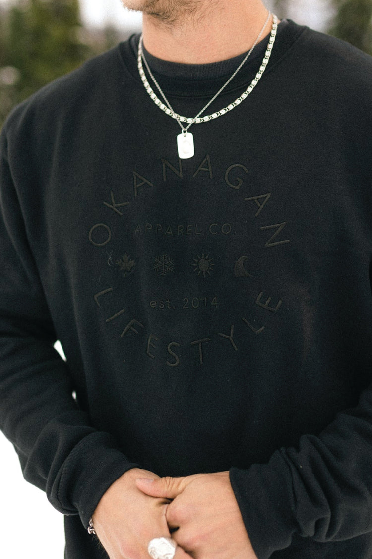 Unisex Black Community Embroidered Crewneck - BLK
