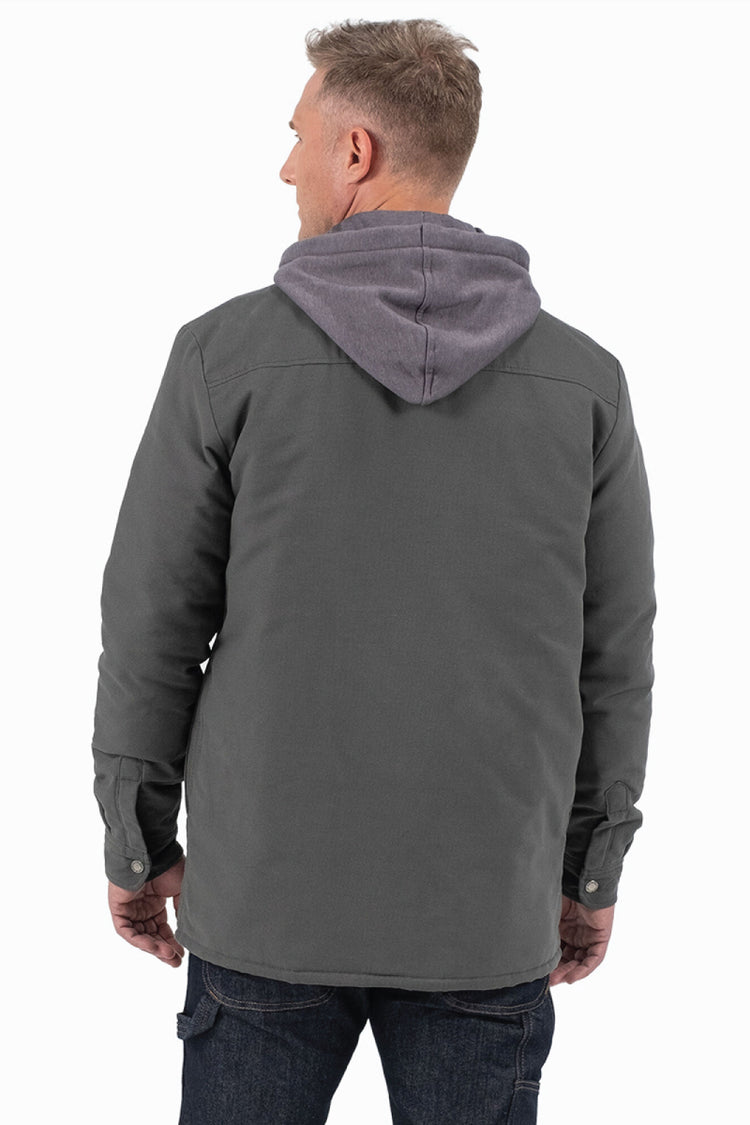 Fleece Hooded Duck Shirt Jacket - GRY