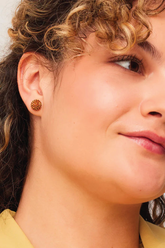 10mm Sparkle Ball Earrings - Light Amber - AMB