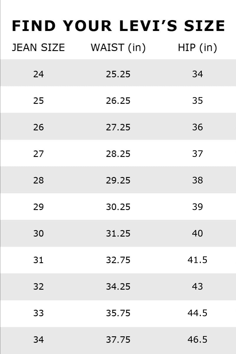 Levis shorts size chart store